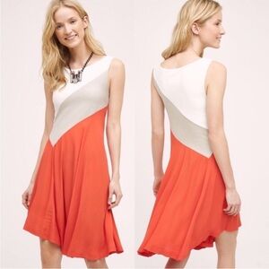 Anthropologie White and Orange Mini Dress